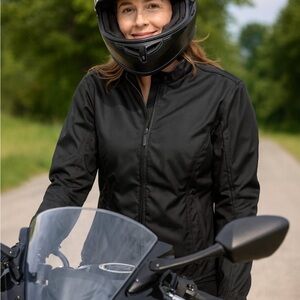 Women’s Street & Steel Riding Jacket Black w/ Shoulder & Elbow Armor .